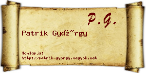 Patrik György névjegykártya